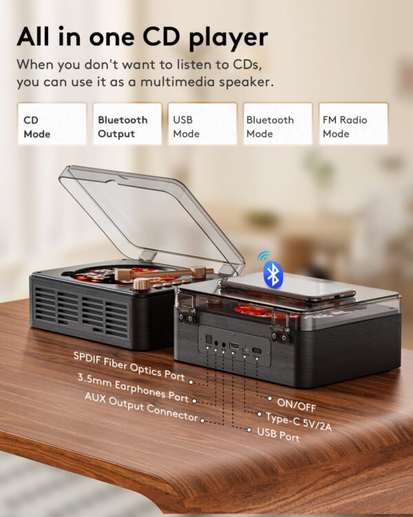 Caronsort Y-CD-146 Retro CD Player-Black