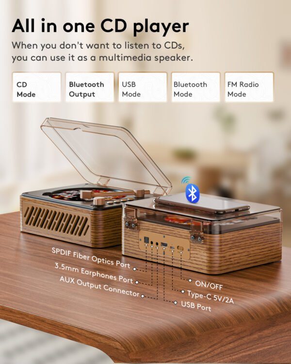 Caronsort Y-CD-146 Retro CD Player-Yellow